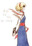  alice_margatroid blonde_hair book capelet headdress korean long_sleeves short_hair sketch solo tima touhou translated 