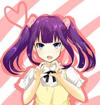  alternate_hairstyle bad_id bad_pixiv_id blue_eyes heart heart_hands kashi_nochi purple_hair solo twintails working!! yamada_aoi 