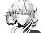  braid close-up face kaine_(nier) lips nier nier_(series) npn silver_hair solo yellow_eyes 