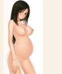  black_hair blush breasts brown_eyes embarrassed final_fantasy final_fantasy_vii final_fantasy_vii_advent_children large_breasts long_hair nipples no_pussy non-web_source nude pregnant solo suhara_(protea) third-party_edit tifa_lockhart 