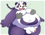  2020 absurd_res alp_(tas) anthro balls belly duo flaccid fur genitals giant_panda hi_res kemono kusosensei male mammal moobs obese overweight overweight_male penis purple_body purple_fur simple_background solo_focus tokyo_afterschool_summoners ursid video_games white_body white_fur 