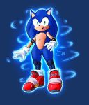  absurd_res anthro clothing elbow_pads eulipotyphlan footwear gloves glowing hand_on_hip handwear hedgehog hi_res jaynatorburudragon male mammal open_mouth shin_guards shoes solo sonic_the_hedgehog sonic_the_hedgehog_(series) thick_thighs 