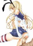  1boy 1girl blonde_hair breasts highres imminent_sex imminent_vaginal kantai_collection light_brown_eyes long_hair penis pussy pussy_juice shimakaze_(kantai_collection) small_breasts spread_pussy ushiro_muki very_long_hair 
