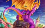  16:10 activision anthro big_butt bikini breasts butt clothing crossgender dragon female genitals hi_res looking_at_viewer looking_back micro_bikini presenting presenting_hindquarters pussy sling_bikini solo spread_butt spreading spyro spyro_the_dragon swimwear themaestronoob video_games widescreen 