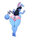  2020 4:5 anthro azumarill big_breasts black_hair blue_eyes breasts butt camel_toe clothing eyewear female glasses hair hi_res huge_breasts lonbluewolf looking_at_viewer looking_back nintendo open_mouth panties pok&eacute;mon pok&eacute;mon_(species) simple_background solo tongue underwear video_games white_background whitney_(aj_the_flygon) 