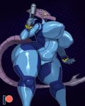  2020 absurd_res alien anthro big_breasts big_butt breasts butt clothing crossgender dragon female hi_res metroid nintendo nipple_outline ridley solo space_dragon_(metroid) sssonic2 video_games zero_suit 