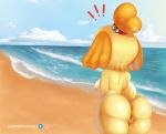  ! 2020 animal_crossing anthro anus artbymadara beach big_butt breasts butt canid canine canis cloud domestic_dog female genitals hi_res isabelle_(animal_crossing) mammal nintendo nude nudist outside pussy rear_view seaside shih_tzu signature solo toy_dog video_games water 