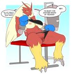  1:1 blaziken bran-draws-things clothed clothing clothing_aside english_text female looking_at_viewer low_res lying nintendo on_back panties panties_aside pok&eacute;mon pok&eacute;mon_(species) simple_background solo text topless underwear underwear_aside video_games 