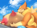  &lt;3 anthro anthrofied big_breasts blue_eyes blush bodily_fluids breasts dipstick_tail erect_nipples female floatzel half-closed_eyes hi_res holding_breast huge_breasts hyper hyper_breasts kify lactating licking licking_lips multicolored_tail narrowed_eyes nintendo nipples outside pok&eacute;mon pok&eacute;mon_(species) solo tongue tongue_out video_games 