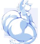  2018 absurd_res anthro big_butt big_nose butt butt_focus clothed clothing digital_media_(artwork) fur hi_res huge_butt hybrid jiggle kobold looking_back male raised_tail simple_background snoot_(trinity-fate62) solo thick_thighs trinity-fate62 wide_hips 