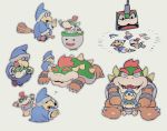  2020 anthro bowser bowser_jr. clothing eyes_closed eyewear glasses group hat headgear headwear kamek koopa magikoopa mario_bros nintendo overweight paper_mario rfufvas3phbxkxa robe scalie simple_background sitting sleeping video_games white_background 