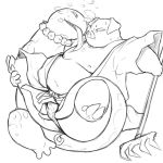  1:1 2014 anthro belly butt chiro_(artist) clothing domestic_pig duo journey_to_the_west kemono male mammal monochrome moobs nipples overweight overweight_male robe simple_background suid suina sus_(pig) underwear white_background zhu_bajie 