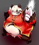  2014 anthro black_body black_fur chiro_(artist) clothed clothing fanfan fur giant_panda kemono mammal overweight overweight_anthro red_body red_eyes red_fur solo ursid white_body white_fur 