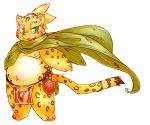  2013 anthro belly chiro_(artist) clothing felid feline green_eyes kemono loincloth male mammal moobs nipples overweight overweight_anthro overweight_male simple_background solo white_background young 