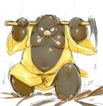  2014 anthro belly chiro_(artist) clothing domestic_pig journey_to_the_west kemono male mammal moobs nipples overweight overweight_anthro overweight_male robe solo suid suina sus_(pig) zhu_bajie 