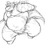  1:1 2013 anthro belly biped chiro_(artist) fanfan giant_panda kemono mammal monochrome overweight overweight_anthro simple_background solo ursid white_background 