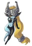  2020 absurd_res armor blonde_hair breasts featureless_breasts female godichi hair headgear helmet hi_res humanoid long_hair looking_at_viewer midna navel nintendo not_furry red_eyes short_stack simple_background smile solo the_legend_of_zelda twili twilight_princess video_games white_background wide_hips 