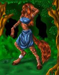  anthro clothed clothing equid equine female forest horse hybrid mammal pose savaaha solo tree unknown_artist zebra zebroid zorse 