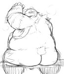  2015 anthro belly chiro_(artist) fanfan genitals giant_panda kemono male mammal overweight overweight_anthro overweight_male penis simple_background sitting solo ursid white_background 