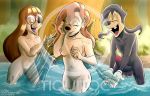 anthro breasts canid canine canis disney domestic_dog erection female genitals goof_troop group hi_res male male/female mammal max_goof nude penis pussy roxanne_(goof_troop) splashing stacey_(goof_troop) tiquitoc watermark 