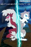  anthro blue_eyes brown_body brown_fur canid canine claws clenched_teeth detailed_background duo fangs fur hi_res knightmoonlight98 lycanroc male mammal midday_lycanroc midnight_lycanroc multicolored_body multicolored_fur nintendo open_mouth open_smile pink_eyes pok&eacute;mon pok&eacute;mon_(species) raining red_body red_fur smile spikes teeth text two_tone_body two_tone_fur video_games white_body white_fur 