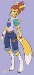  2020 alternate_species anthro arashidrgn breasts canid canine clothed clothing digimon digimon_(species) female fur hair hi_res mammal renamon rika_nonaka solo white_body white_fur yellow_body yellow_fur 
