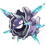  absurdres breath cloyster commentary english_commentary gen_1_pokemon glint grin harlequinwaffles highres icicle looking_at_viewer no_humans pokemon pokemon_(creature) signature smile solo sparkle transparent_background 