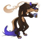  2019 4_fingers 5_toes anthro barefoot beverage biped brown_body brown_fur brown_tail canid canine canis claws coffee cup dewclaw digital_media_(artwork) digitigrade eyebrows fangs featureless_crotch finger_claws fingers fur haifisch_ehrlich holding_cup holding_object looking_at_viewer male mammal multicolored_body multicolored_fur multicolored_tail naturally_censored nude purple_body purple_eyebrows purple_fur purple_nose purple_tail ral_(apollo13) simple_background solo standing tan_body tan_fur tan_tail teeth toe_claws toes white_background wolf 