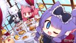  animal animal_ears anthropomorphism apron aqua_eyes azur_lane bird bow cake cat catgirl chibi drink fang food fruit gloves goth-loli headdress logo lolita_fashion long_hair maid manjuu_(azur_lane) muuran pink_eyes pink_hair purple_hair strawberry suit tagme_(character) tail tie wink 