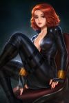  black_widow bodysuit cleavage garter marvel no_bra nudtawut_thongmai 