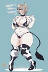  2:3 animal_humanoid animal_print big_breasts bovid bovid_humanoid bovine bovine_humanoid breasts cattle_humanoid clothing cow_print curvy_figure female footwear goldenbxtch hi_res high_heels humanoid kirumi_tojo mammal mammal_humanoid shoes solo thick_thighs voluptuous 