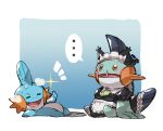  ... alternate_costume black_dress brown_eyes closed_eyes commentary_request dress enmaided gen_3_pokemon highres lying maid maid_headdress marshtomp mudkip no_humans on_back open_mouth pokemon pokemon_(creature) sparkle spoken_ellipsis sweat taisa_(lovemokunae) thumbs_up tongue 