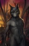  anthro canid canine canis gloveboxofdoom hi_res male mammal plant shrub smoke tree were werecanid werecanine werewolf wolf 