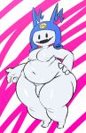  atlus belly clothing genitals hat headgear headwear humanoid jack_frost_(megami_tensei) male megami_tensei moobs navel nipples nude overweight overweight_humanoid overweight_male penis simple_background smile solo thick_thighs trashdrawy video_games 