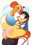  &lt;3 ambiguous_gender animal_crossing anthro big_breasts big_butt black_hair blush bodily_fluids bottomless breasts butt canid canine canis clothed clothing convenient_censorship domestic_dog drooling duo female female/ambiguous fur green_eyes hair hand_on_head hi_res holding_head hug huge_breasts huge_butt isabelle_(animal_crossing) kneeling legwear mammal nintendo one_eye_closed open_mouth partially_clothed saliva shih_tzu sitting smile stockings teeth thick_thighs tiger1001 tongue toy_dog video_games white_body white_fur wide_hips wink yellow_body yellow_fur 