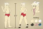  ankhxy athletic bovid bulge caprine clothing feet goat grin hi_res horn long_tongue male mammal nipples pawpads paws pose seductive smile soles standing teeth thejoyfuldragon tongue underwear 