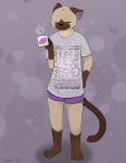  absurd_res anthro beverage clothed clothing coffee_cup coffee_mug cup domestic_cat felid feline felis haika hi_res male mammal math mathematics shirt siamese solo standing steam tired topwear underwear 