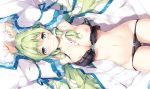  animal aqua_eyes blush bra breasts green_hair japanese_clothes kimono kochiya_sanae long_hair miyase_mahiro nipples panties ribbons snake touhou underwear undressing waifu2x 