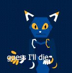  ambiguous_gender anthro blue_background e621 english_text esix felid guess_i&#039;ll_die hexagon hi_res looking_at_viewer mammal mascot meme orange_eyes redcrystal shrug simple_background solo text white_nose 