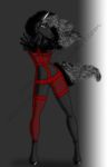  anthro boricuankitty clothed clothing dancing equid equine exposed female horse mammal mostly_nude pose red_clothing simple_background solo with 