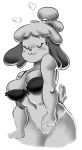  animal_crossing anthro big_breasts bra breasts canid canine canis clothing domestic_dog eyes_closed female genitals hi_res isabelle_(animal_crossing) lingerie mammal masturbation monochrome nintendo panthera_cantus pussy smile solo underwear uwu video_games wide_hips 