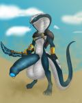  anthro balls bastiel big_balls big_penis blizzard_entertainment clothed clothing foreskin genital_piercing genitals half-erect hi_res huge_balls huge_penis hyper hyper_balls hyper_genitalia hyper_penis male melee_weapon partially_clothed penis penis_piercing piercing reptile scalie sethrak snake solo solo_focus sword video_games warcraft weapon 