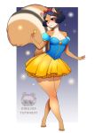  abstract_background absurd_res accessory alternate_species anthro black_hair clothing disney female fur hair hair_accessory hair_bow hair_ribbon hi_res mammal princess ribbons rodent royalty sciurid snow_white snow_white_and_the_seven_dwarfs solo thick_thighs tutifruti_(artist) watermark 