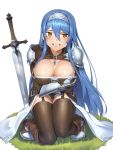  armor breast_hold goback no_bra stockings sword thighhighs 