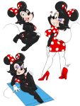  2020 aeolus06 anthro bikini black_body black_fur black_hair breasts butt clothed clothing disney dress female fur hair mammal minnie_mouse mouse murid murine rodent simple_background solo swimwear white_background 
