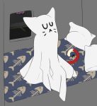  animal_humanoid bed bed_sheet bedding bone cat_humanoid clothing costume felid felid_humanoid feline feline_humanoid female furniture ghost gigi halloween holidays humanoid mammal mammal_humanoid novacantnames pillow sheet_ghost skeleton solo spirit window 