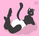  absurd_res anthro blush breasts clothed clothing cuddlehooves diaper domestic_cat felid feline felis female hi_res laying_on_front legs_up looking_at_viewer mammal side_boob smile solo topless 