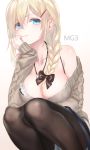  cleavage girls_frontline mg3_(girls_frontline) pantyhose pottsness sweater 