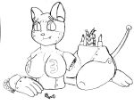  anthro big_breasts breasts coconut_island_(copyright) disassembled dismembered domestic_cat felid feline felis female hi_res living_machine machine mammal monochrome naughty_kitties_(franchise) robot simple_background solo unknown_artist video_games 