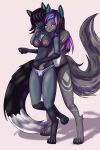  2:3 anthro big_breasts breasts canid canine canis clothed clothing duo female female/female fox grope grope_from_behind groping_from_behind hi_res hybrid jbcblank mammal panties red_fox silver_fox smile smirk sneaky sonja_wusky topless underwear wolf wolfdog 